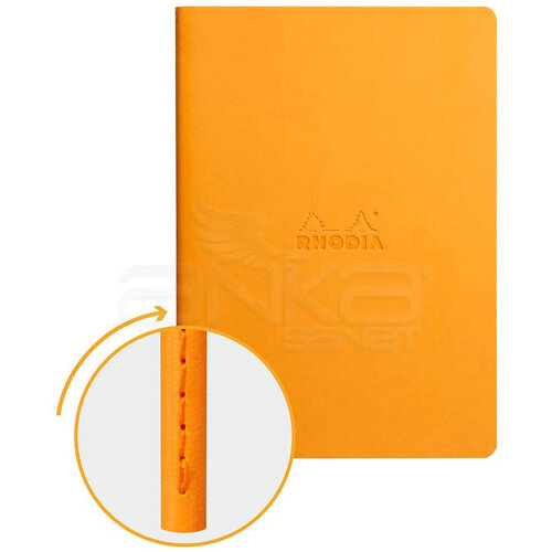 Rhodia İtalyan Deri Yumuşak Kapak Dot Defter A5 64 Yaprak 90g Turuncu