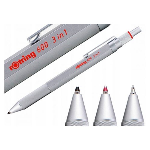 Rotring 600 MultiPen Üç fonksiyonlu Versatil Kalem Krom 9035