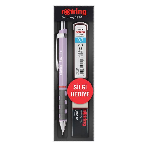 Rotring Tikky 0.7mm Min Silgi 3lü Lila Okul Seti