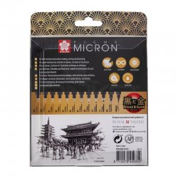 Sakura - Sakura Pigma Micron Black Gold Edition Teknik Çizim Kalemi 10+2 Set (1)