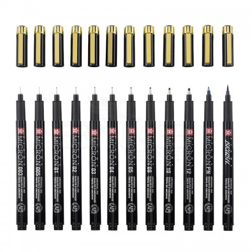 Sakura Pigma Micron Black Gold Edition Teknik Çizim Kalemi 10+2 Set