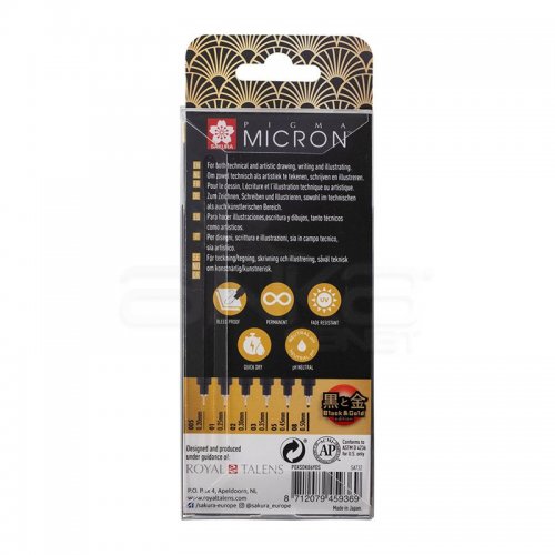 Sakura Pigma Micron Black Gold Edition Teknik Çizim Kalemi 6lı Set