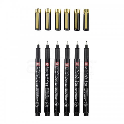 Sakura Pigma Micron Black Gold Edition Teknik Çizim Kalemi 6lı Set