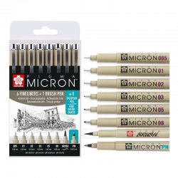 Sakura - Sakura Pigma Micron Teknik Çizim Kalemi 6+2 Set P0XSDK8S