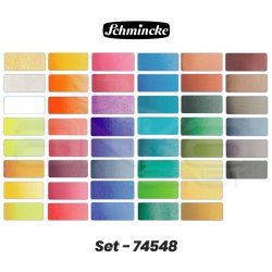 Schmincke - Schmincke Horadam Aquarell Sulu Boya Seti 48 Renk 1/2 Tablet Ahşap Kutu Kod:74548 (1)