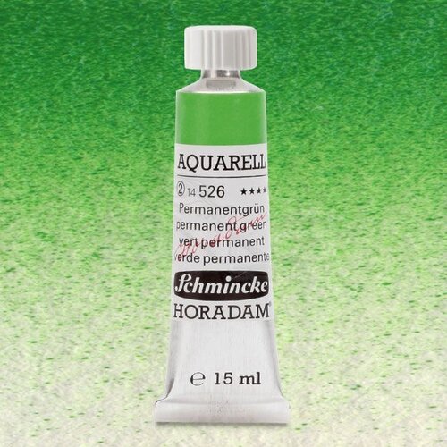 Schmincke Horadam Aquarell Tube 15ml Seri 2 Permanent Green 526 - 526 Permanent Green