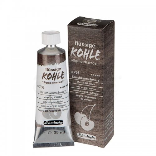 Schmincke Kohle Liquid Charcoal Sıvı Kömür 35ml Cherry Pit Black