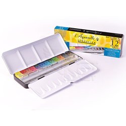 Sennelier - Sennelier Artists Watercolor Set Laquarelle French 12 Renk - Yarım N131613