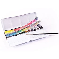 Sennelier - Sennelier Artists Watercolor Set Laquarelle French 24 Renk - Yarım N131606 (1)