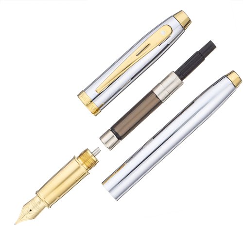 Sheaffer 100 Dolma Kalem M Uç Parlak Krom Altın 9340-0