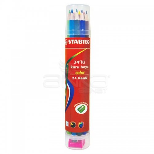 Stabilo Color Kuru Boya 24lü Plastik Tüp (Kalemtıraşlı) 1224/77-PT