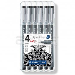 Staedtler - Staedtler Pigment Liner Siyah Çizim Kalemi 4+2 Set