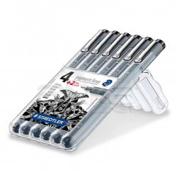 Staedtler - Staedtler Pigment Liner Siyah Çizim Kalemi 4+2 Set (1)