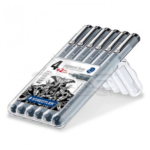 Staedtler Pigment Liner Siyah Çizim Kalemi 4+2 Set