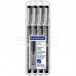 Staedtler - Staedtler Pigment Liner Siyah Çizim Kalemi 4lü Set