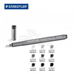 Staedtler - Staedtler Pigment Liner Siyah Çizim Kalemi 7+1 Set (1)