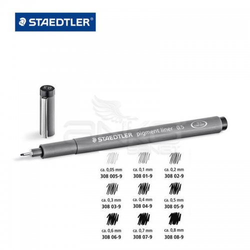 Staedtler Pigment Liner Siyah Çizim Kalemi 7+1 Set