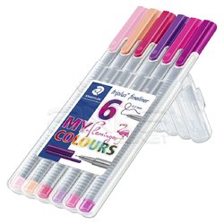 Staedtler - Staedtler Triplus Fineliner İnce Uçlu Keçeli Kalem 0.3mm Flamingo 6lı Set (1)