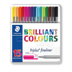 Staedtler Triplus Fineliner İnce Uçlu Keçeli Kalem 0.3mm 15li Metal Kutu - Thumbnail