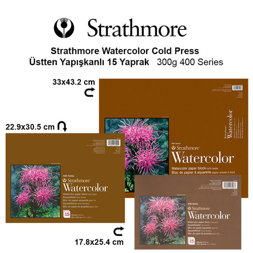 Strathmore Watercolor Cold Press Üstten Yapışkanlı 15 Yaprak 300g 400 Series