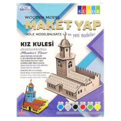 Südor - Südor Ahşap Kutulu Maket Kız Kulesi Boyama Seti Büyük