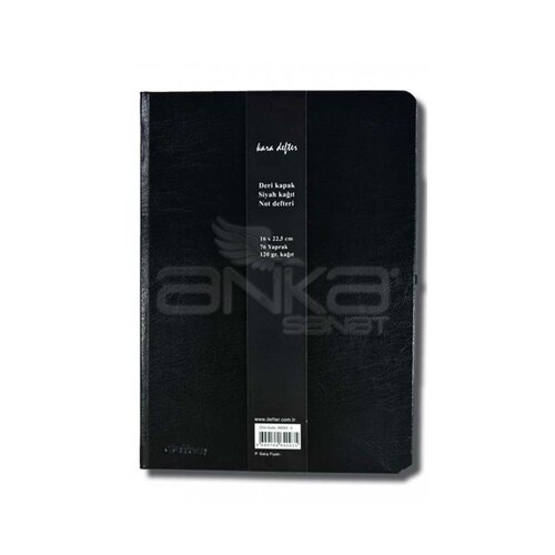 Suni Deri Kapak Kara Defter Beyaz Kalemli 76 Yaprak 100g 64089-8