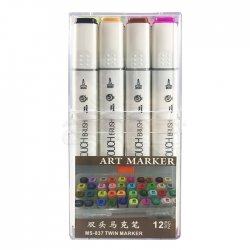 Anka Art - Superior Çift Uçlu Art Marker MS-837 12li Set Plastik Kutu (1)