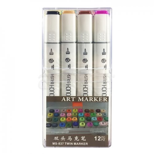 Superior Çift Uçlu Art Marker MS-837 12li Set Plastik Kutu