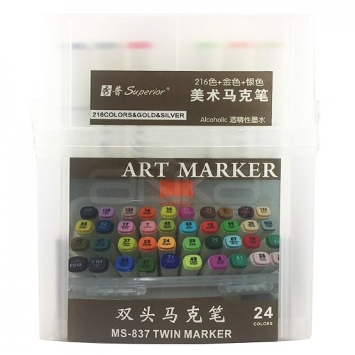 Superior Çift Uçlu Art Marker MS-837 24lü Set Plastik Kutu