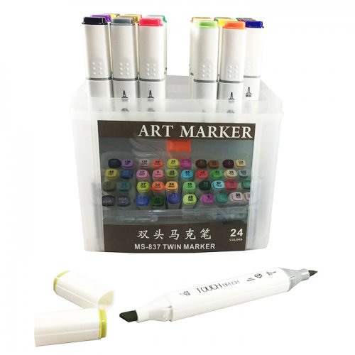 Superior Çift Uçlu Art Marker MS-837 24lü Set Plastik Kutu