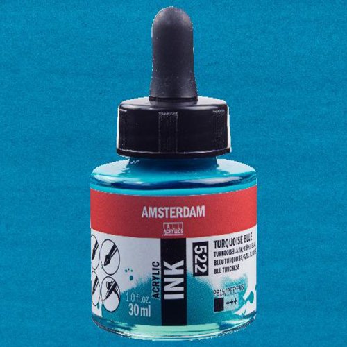 Talens Amsterdam Acrylic Ink 30ml 522 Turquoise Blue - 522 Turquoise Blue