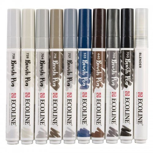 Talens Ecoline Brush Pen 10lu Set Gri Renkler 9805