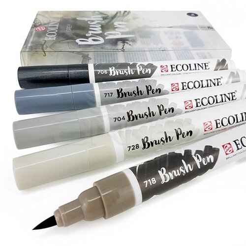 Talens Ecoline Brush Pen 5li Set Gri Tonlar