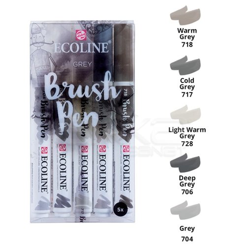 Talens Ecoline Brush Pen 5li Set Gri Tonlar