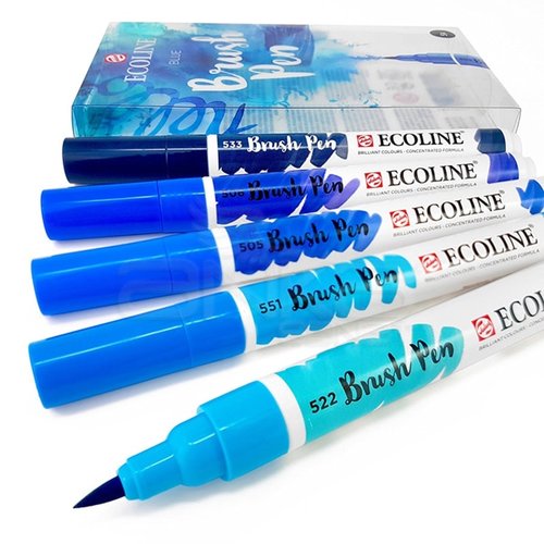 Talens Ecoline Brush Pen 5li Set Mavi Tonlar