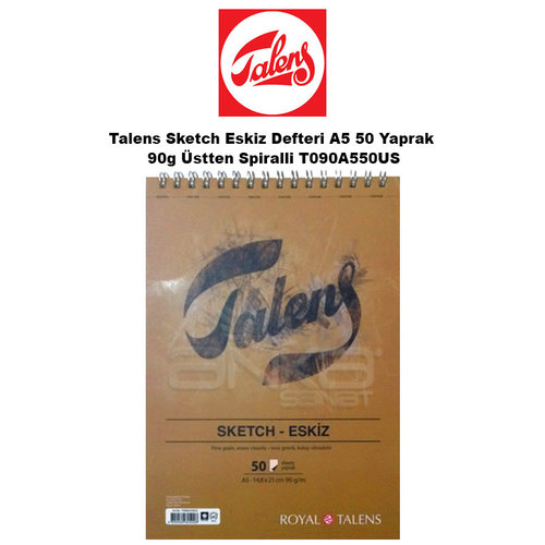 Talens Sketch Eskiz Defteri A5 50 Yaprak 90g Üstten Spiralli T090A550US