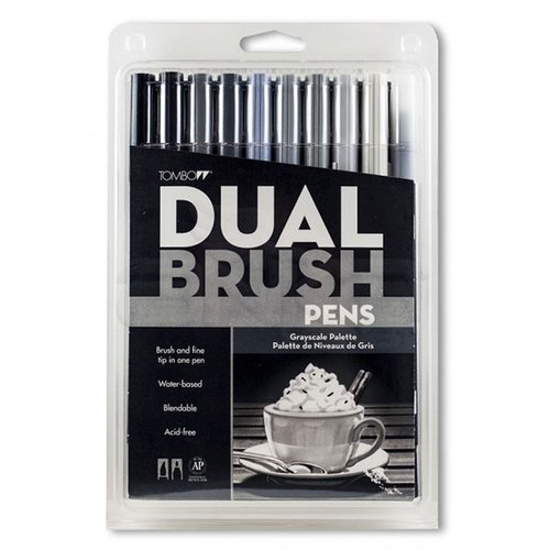 Tombow Dual Brush Pen 10lu Grayscale Palette