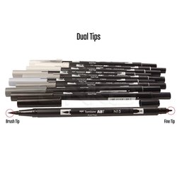 Tombow Dual Brush Pen 10lu Grayscale Palette - Thumbnail