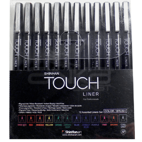 Touch Liner Brush Renkli 12li Fırça Uçlu Kalem Set SH4305012