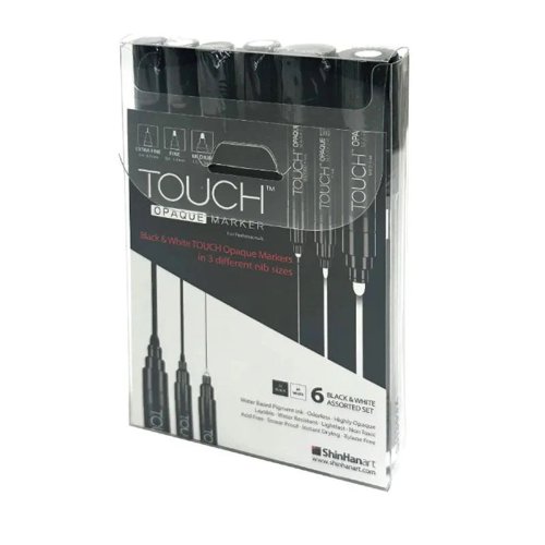 Touch Opaque Marker 6 Colors Black White