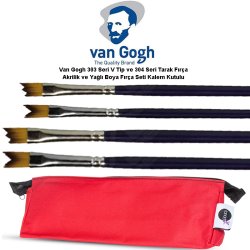 Anka Art - Van Gogh 303 Seri V Tip ve 304 Seri Tarak Fırça Akrilik ve Yağlı Boya Fırça Seti Kalem Kutulu