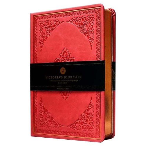 Victoria's Journals Vintage Old Book Sert Kapak Çizgili Defter Kırmızı 80g 128 Yaprak