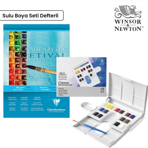 Winsor & Newton Cotman Compact 14lü Sulu Boya Seti Defter Hediyeli