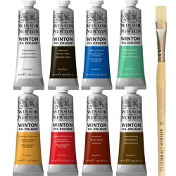 Anka Art - Winsor & Newton Yağlı Boya 37ml Set 2 8li + Fırça Seti