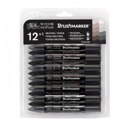 Winsor&Newton - Winsor & Newton Brush Marker 12+1 Set Neutral Tones