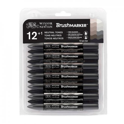 Winsor & Newton Brush Marker 12+1 Set Neutral Tones