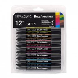 Winsor&Newton - Winsor & Newton Brush Marker 12+1 Set Vibrant Tones