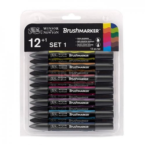 Winsor & Newton Brush Marker 12+1 Set Vibrant Tones