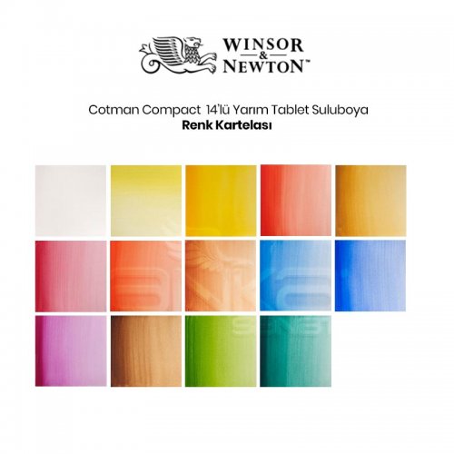 Winsor & Newton Cotman Compact Set 14lü Yarım Tablet Sulu Boya Seti