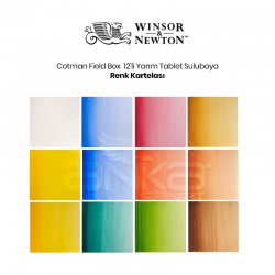 Winsor & Newton Cotman Field Box Cep Tipi Sulu Boya Seti 12li Yarım Tablet - Thumbnail